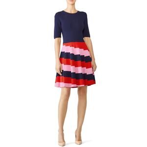 Trina Turk Fenna 2 Navy Red Pink Knit Dress S